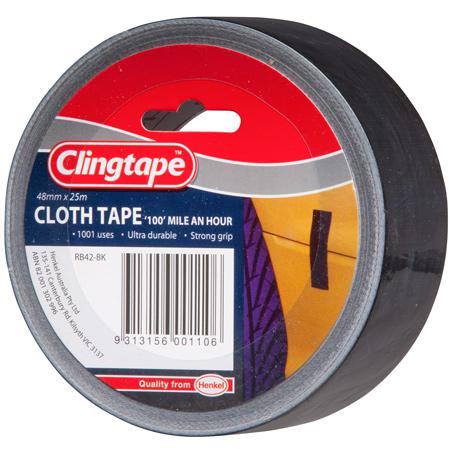 Clingtape Cloth Tape 48mm x 25m Black RB42BK
