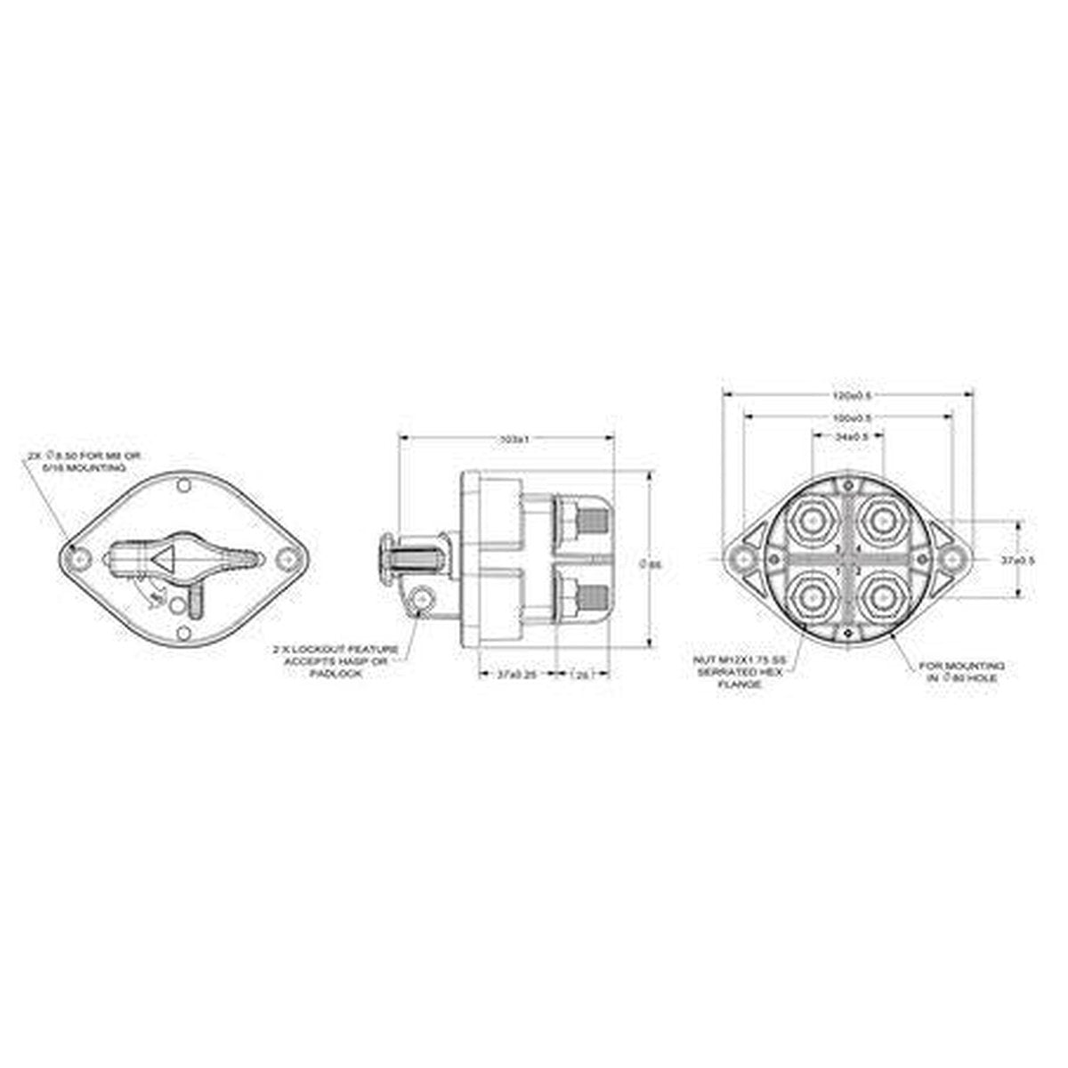 Cole Hersee TR Dual Pole HD Battery Master Switch 400A 48V DC Red Handle (Box of 1) 880175-0001BX