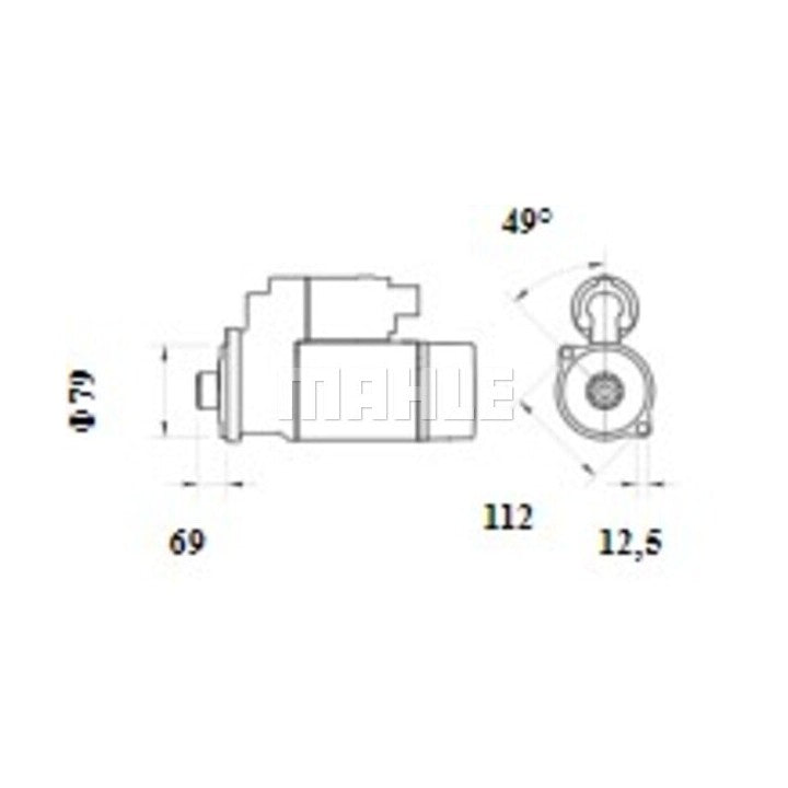 Mahle Starter Motor 12V 12Th CW MS1090