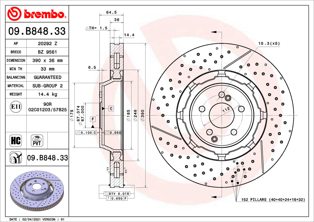 Brembo Brake Disc Single Rotor Single 09.B848.33