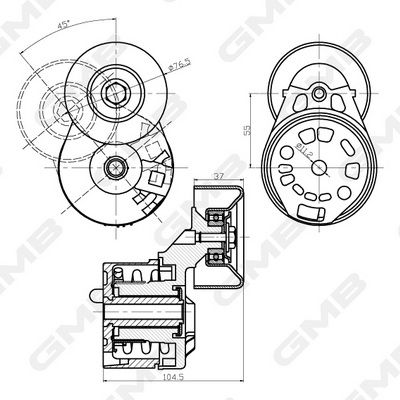 GMB Belt Tensioner V-Ribbed Belt GAT32340