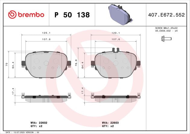 Brembo Brake Pad Set P 50 138