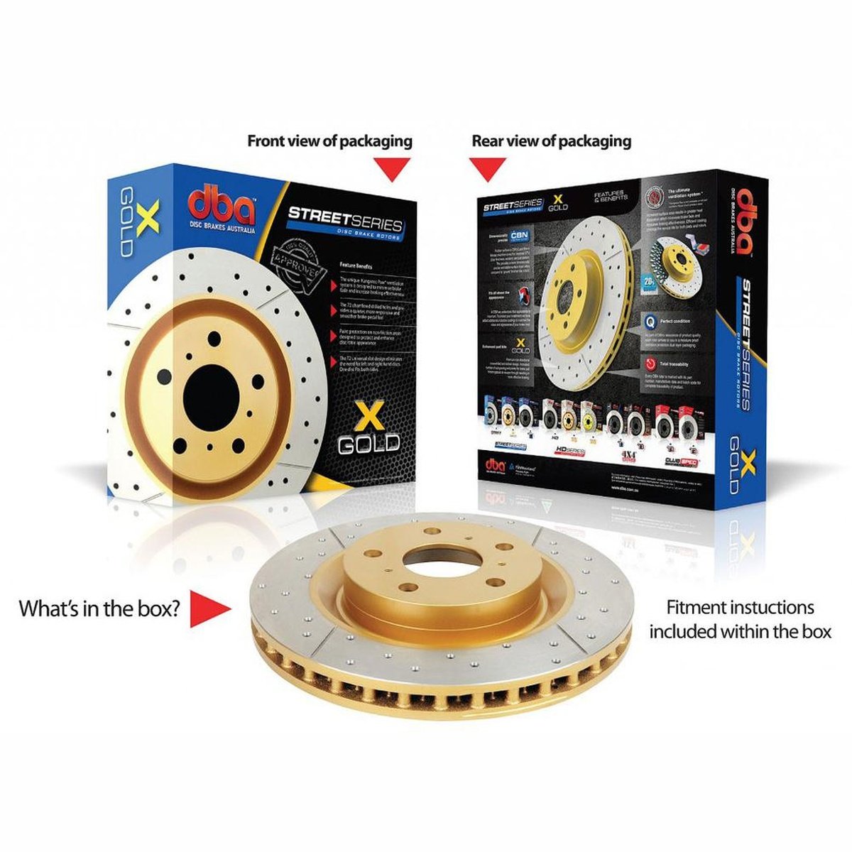 DBA X-Gold Brake Rotor Pair 330mm Rear DBA2001X