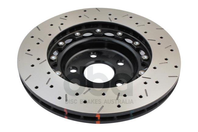 DBA HD 5000 Drilled Slotted 2Pc Brake Rotor Pair 295mm Front DBA5000BLKXS