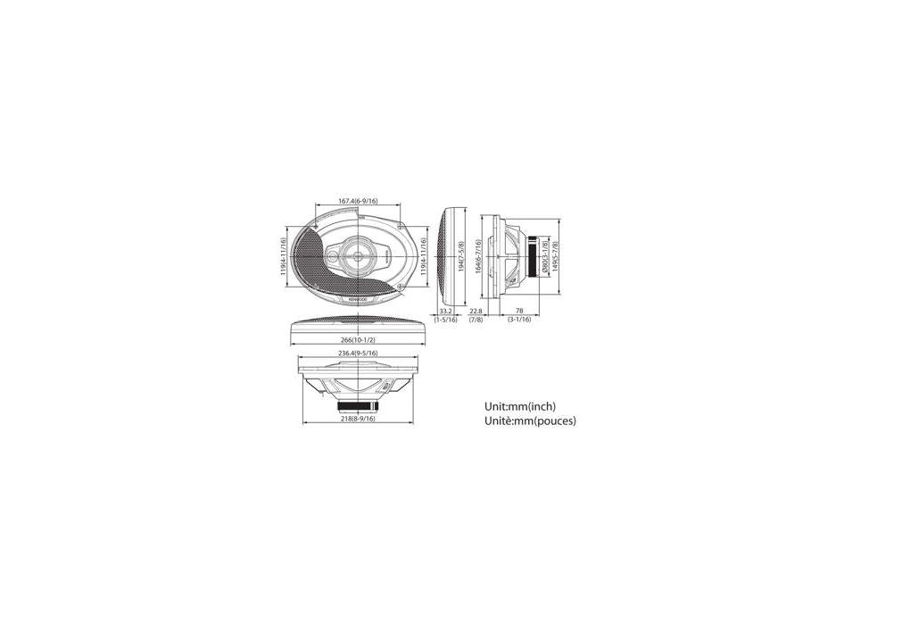 Kenwood KFC-PS6975 6x9 Inch 3-Way 550W Speakers KFC-PS6975SB