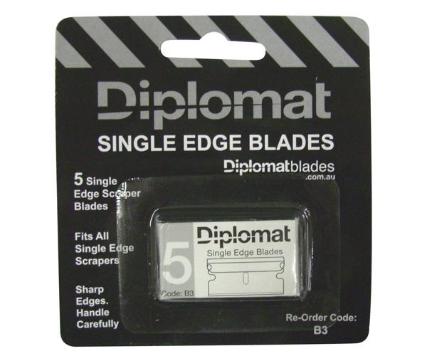 Diplomat Carbon Steel W/Aluminium Single Edge Blades 0.009in. Thick (Pack of 5) 38x19x0.22mm B03