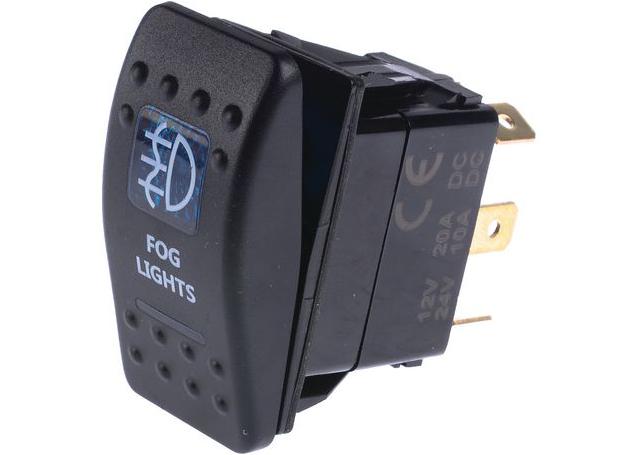 Drivetech 4x4 Rocker Switch Fog Light 12/24V Blue DT-11020