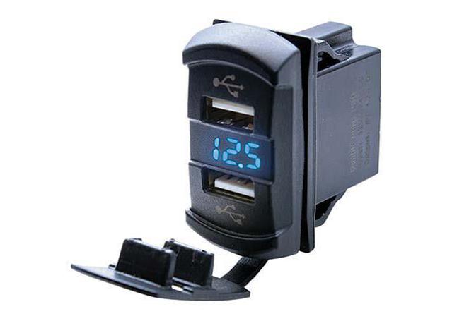 Drivetech 4x4 Dual USB Socket 2.1A w/ Voltmeter DT-11025
