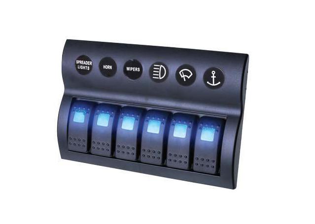 Drivetech 4x4 Rocker 6 Switch Panel 12/24V Blue DT-11031