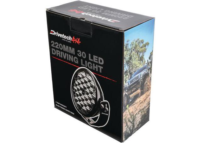Drivetech 4X4 220mm Round LED Driving Light Black DT-DR220