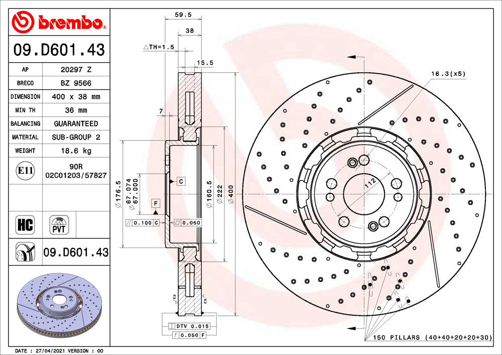 Brembo Brake Disc Single 09.D601.43