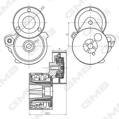 GMB Belt Tensioner V-Ribbed Belt GAT21460