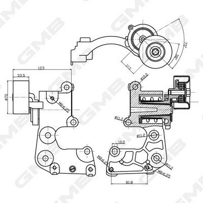 GMB Belt Tensioner V-Ribbed Belt GAT30060
