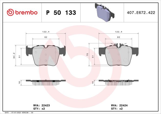 Brembo Brake Pad Set P 50 133
