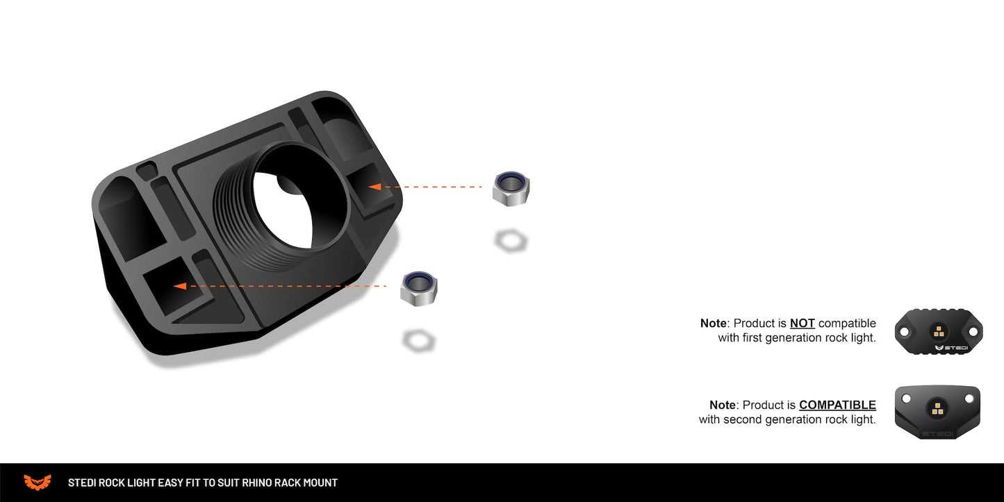 STEDI Rock Light Easy Fit Pair to Suit Rhino Rack LEDROCKEASYFIT