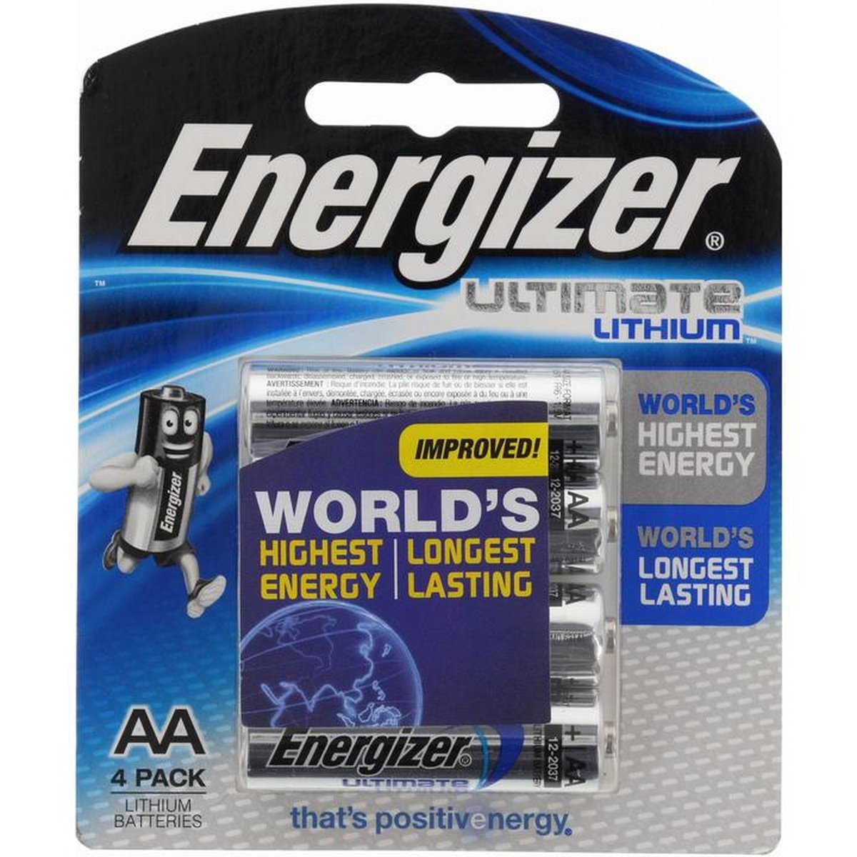 Energizer Ultimate Lithium AA Batteries 4 Pack L91BP4T