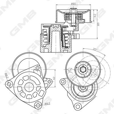 GMB Belt Tensioner V-Ribbed Belt GAT31580