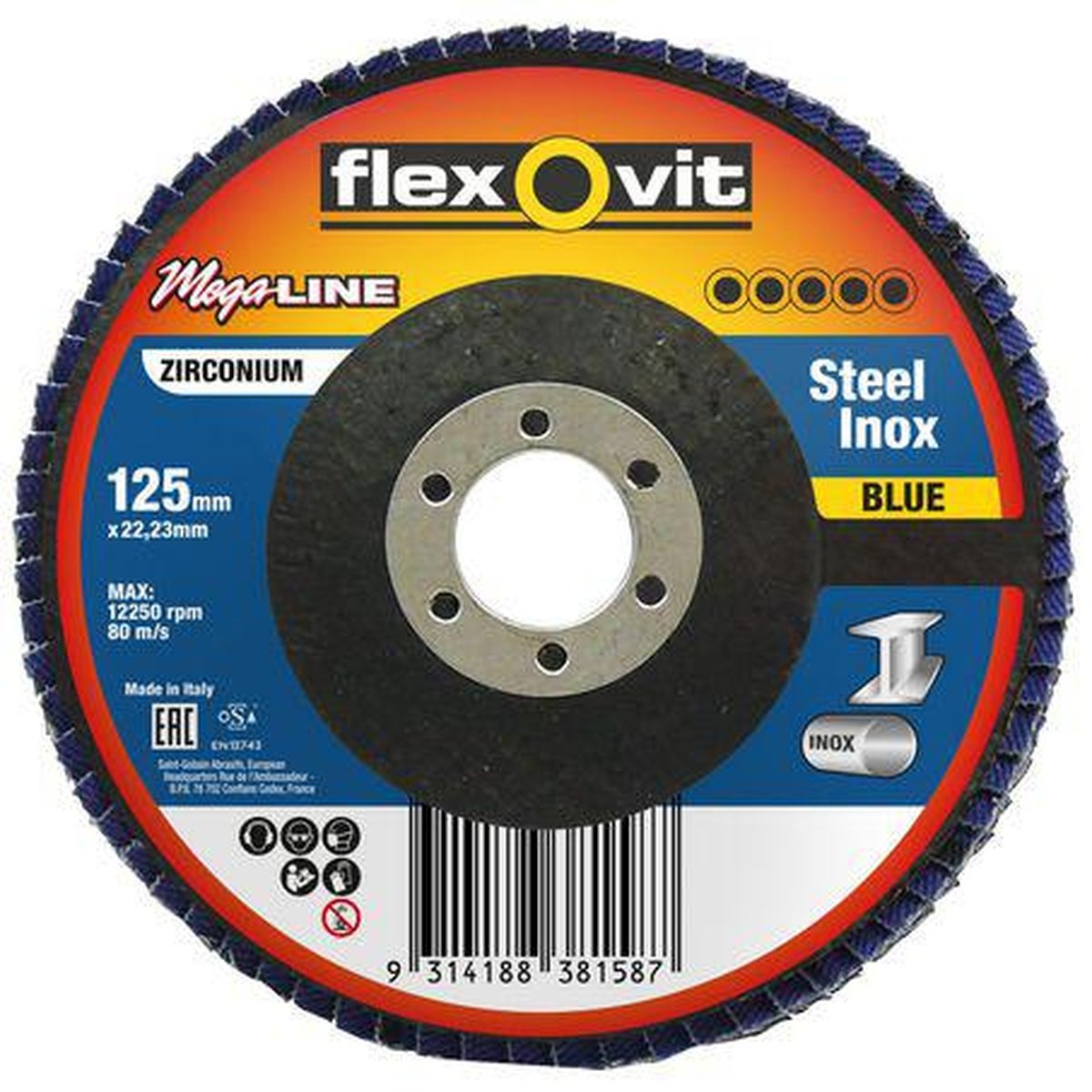 Flexovit Zirconia Flap Disc P60 127x22mm 66261039225