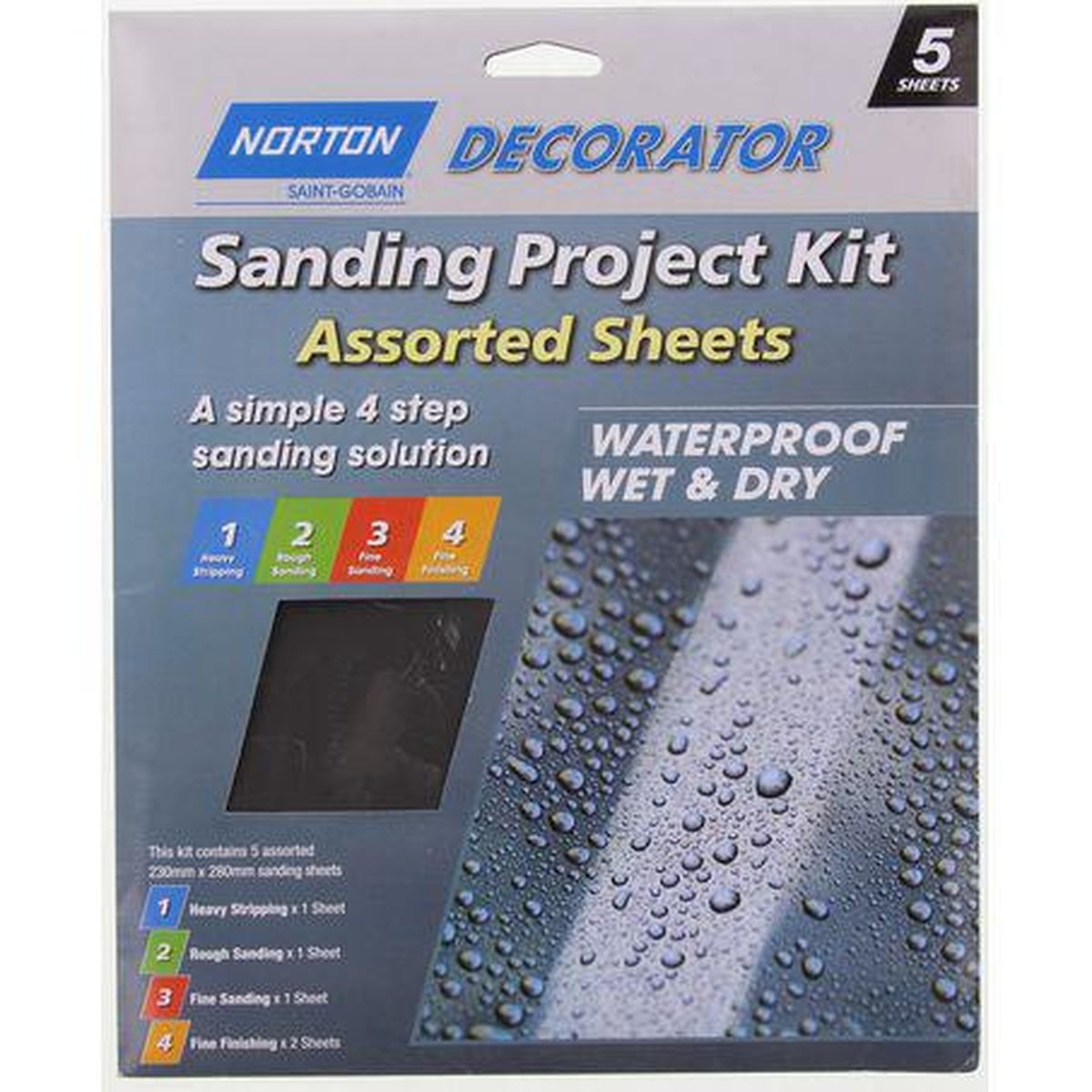 Norton Waterproof Sheets 230x280mm Assorted 5Pk 66623326256