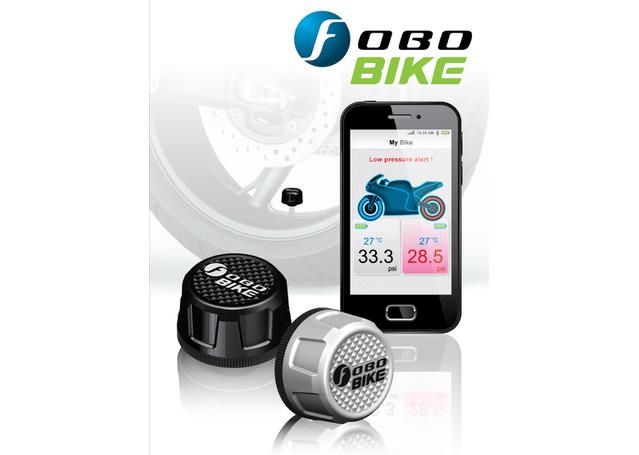 Fobo Bike Advanced Motorcycle Wireless Tyre Pressure Monitoring System (TPMS) Black Caps