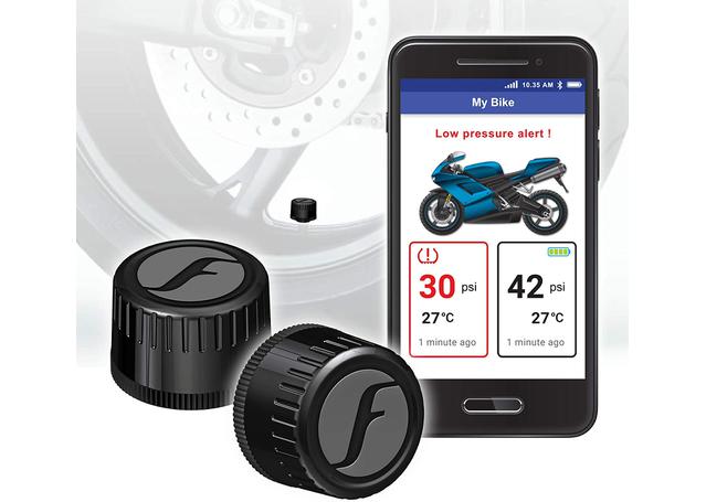 Fobo Bike 2 Advanced Motorcycle Wireless Tyre Pressure Monitoring System (TPMS) Black Caps