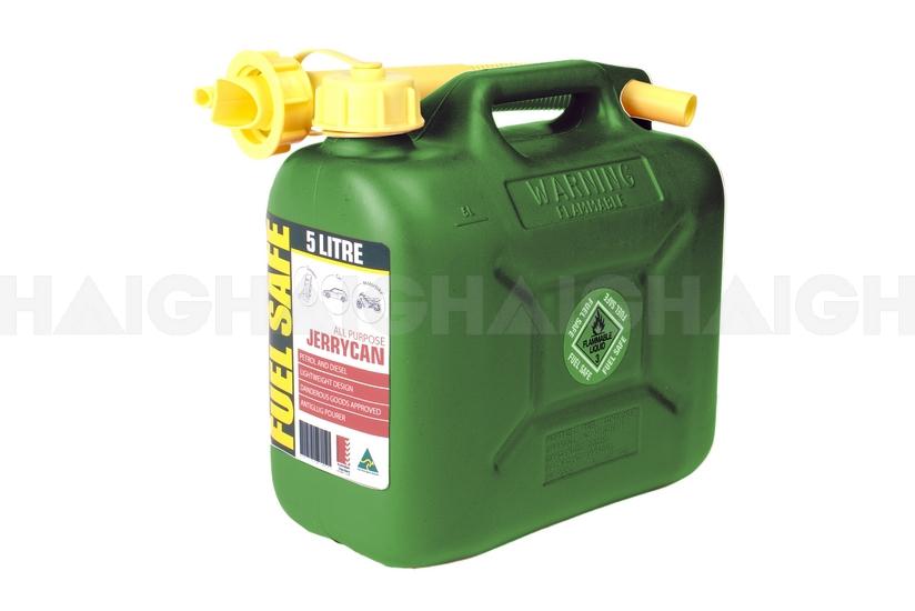 Fuel Safe Plastic Jerry Can Container 5L Green FC05G