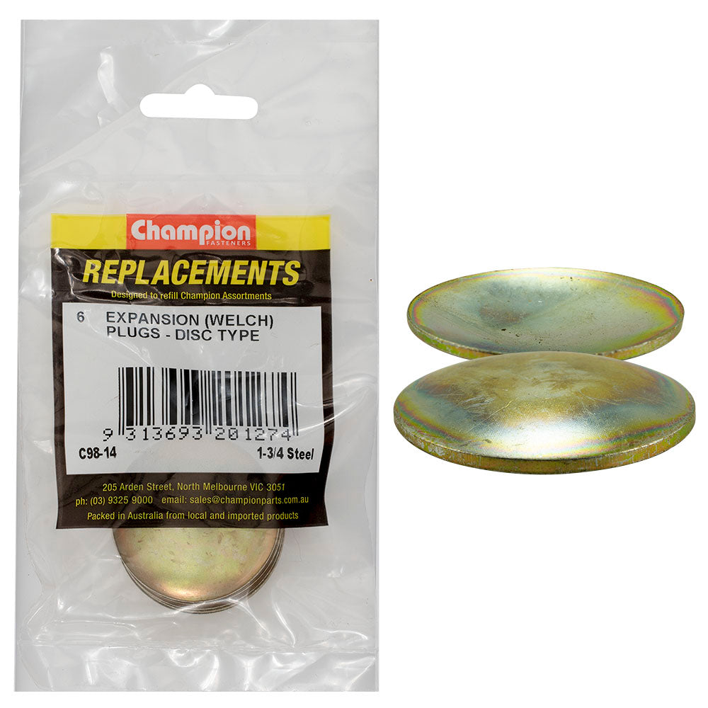 Champion Fasteners Welch Plug Disc Steel 1 3/4In C98-14