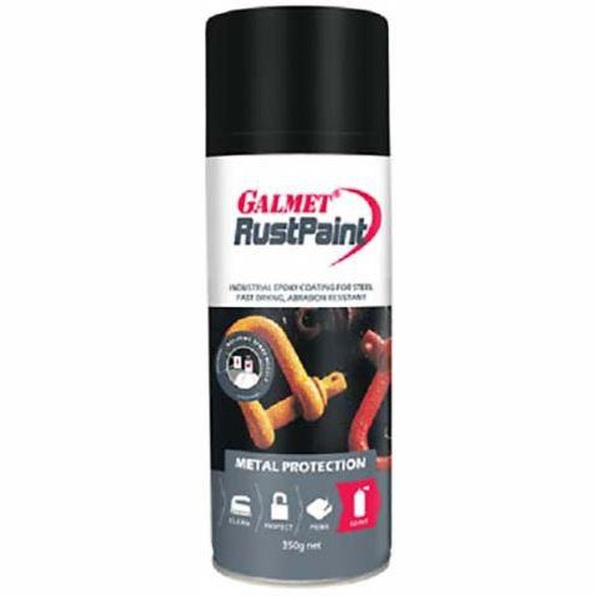 Galmet Epoxy Rust Spray Paint Black Satin 350g GRPBSA