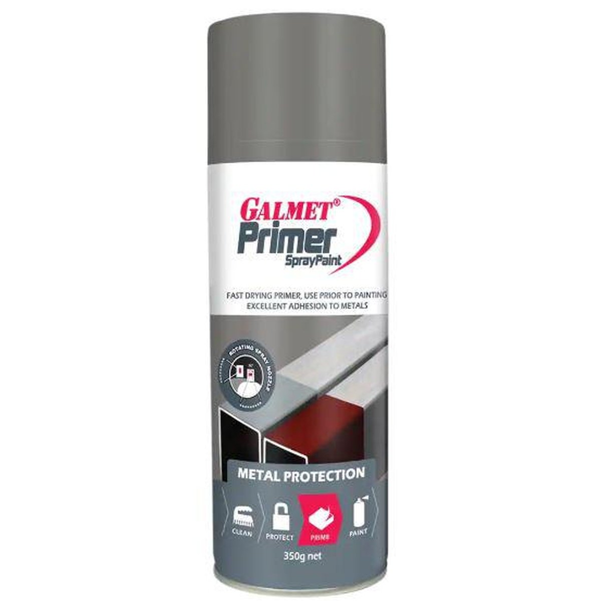 Galmet Fast Dry Primer Spray Paint Grey 350g GSPGPA350