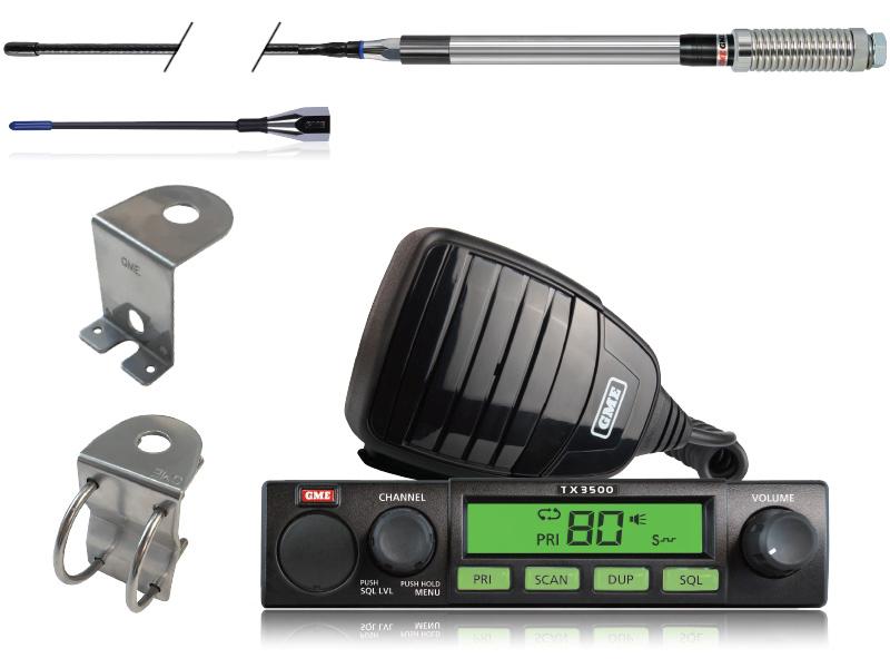 GME Compact Two Way UHF CB Radio 5W 80CH Value Pack TX3500SVP