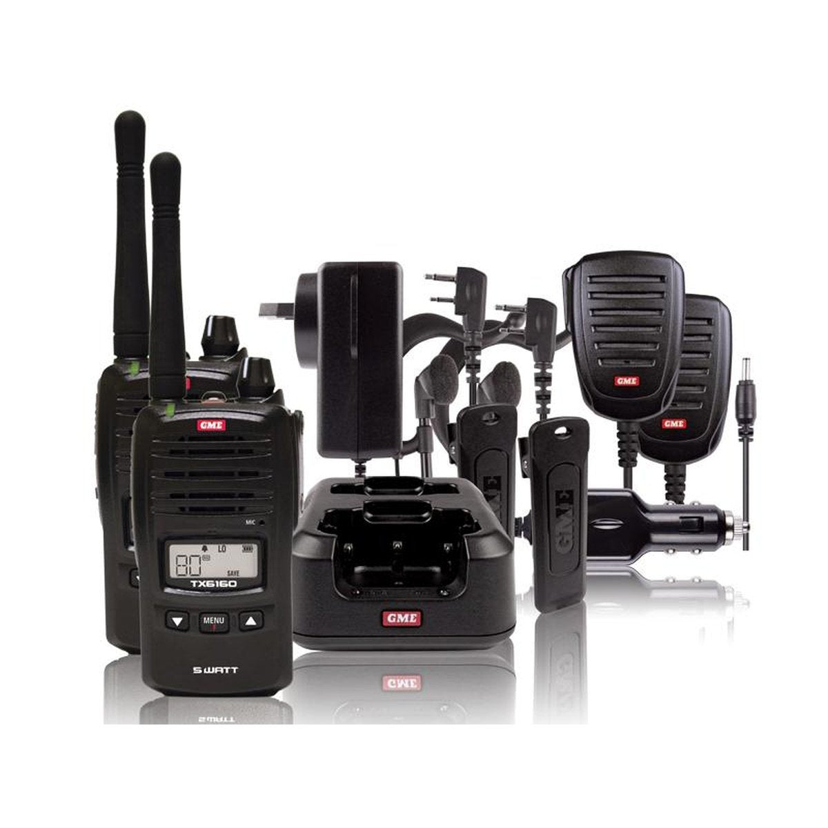 GME 5/1W UHF CB Handheld Radio incl. Accessories Twin Pack  TX6160TP