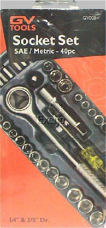 GV Tools 1/4" & 3/8" Dr. Socket Set 40 Piece GV001