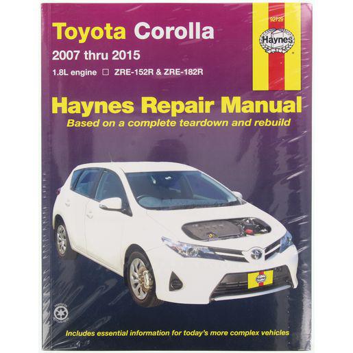 Haynes Repair Manual Suits Toyota Corolla 07-15 92729