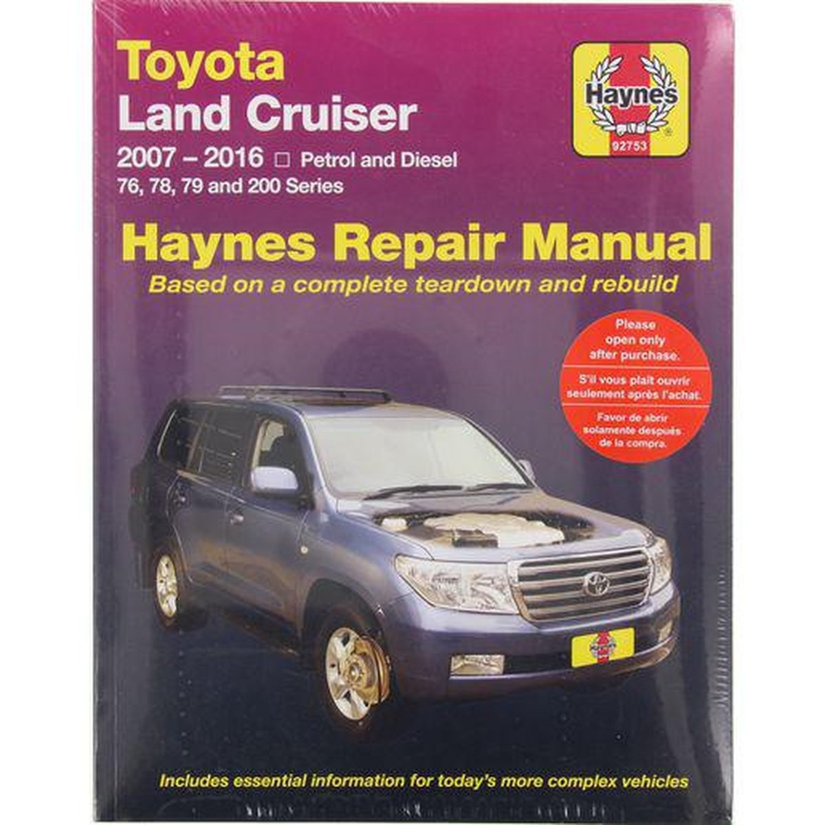 Haynes Repair Manual Suits Toyota Land Cruiser Petrol and Diesel 07-15 92753