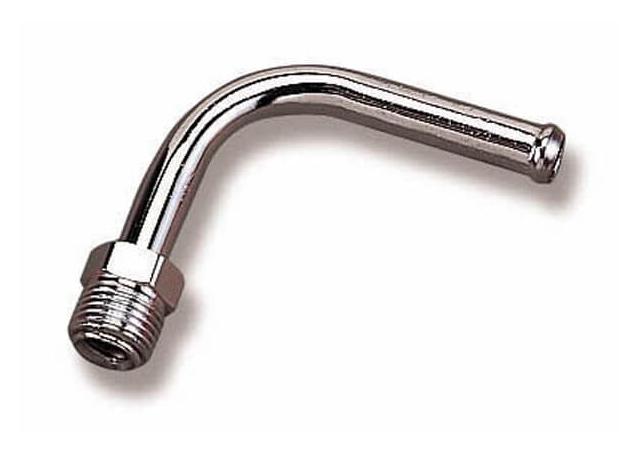 Holley Steel 90 Deg Single Inlet Fuel Line Fitting 3/8 in. Hose End to 5/8"-18 Inverted Flare Chrome 34-22