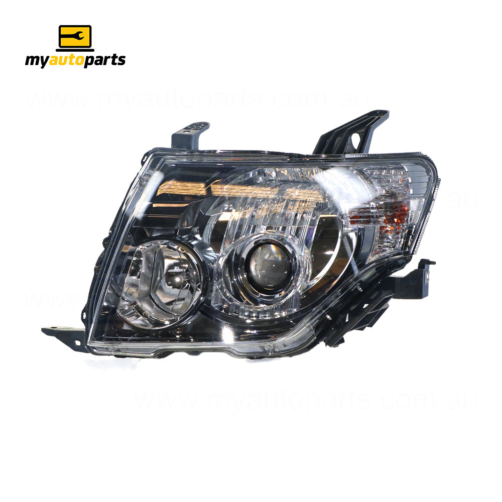 APG All Crash Halogen Black Head Lamp Passenger Side OEM Suits Mitsubishi Pajero NT 2009 to 2011 CPI-21035LHG