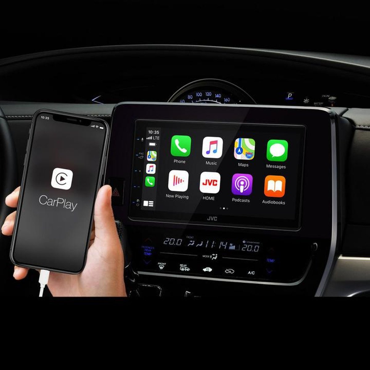 JVC AV Receiver W/6.8in. Monitor/Bluetooth/USB/CarPlay/Android Auto KW-M560BT