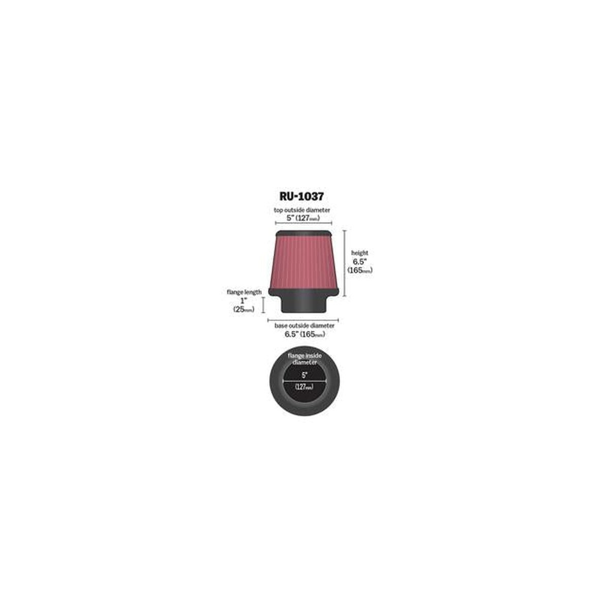 K&N Universal Clamp-On Air Filter RU-1037