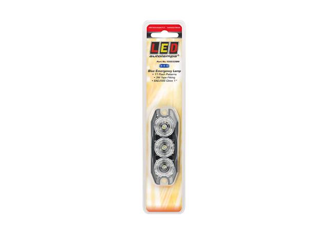 LED Autolamps Blue Emergency Lamp SAE J595 Class 1 89mm with Tape Fitting 120033BM