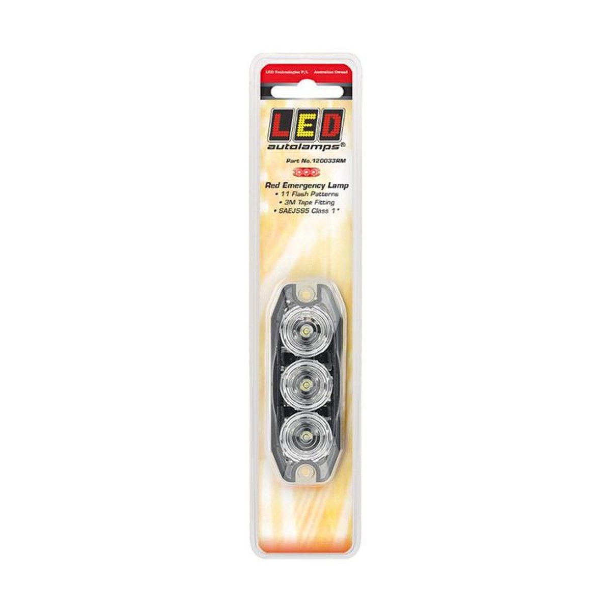 LED Autolamps Red Emergency Lamp SAE J595 Class 1 89mm  with Tape Fitting 120033RM