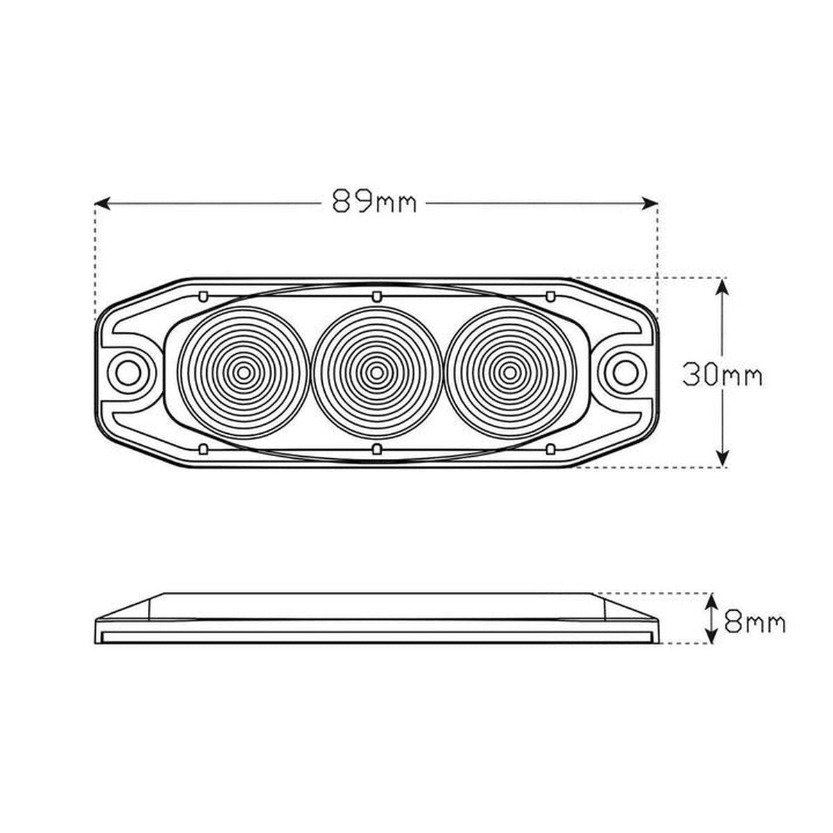 LED Autolamps Green Emergency Lamp SAE J595 Class 1 89mm with Tape Fitting 120033GM