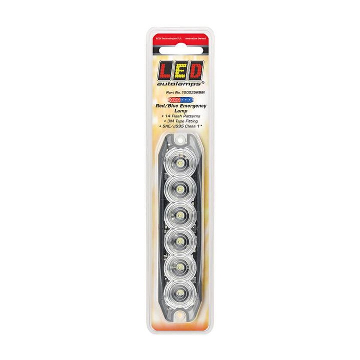 LED Autolamps Red/Blue Flash Emergency Lamp SAE J595 Class 1 131mm 120035RBM