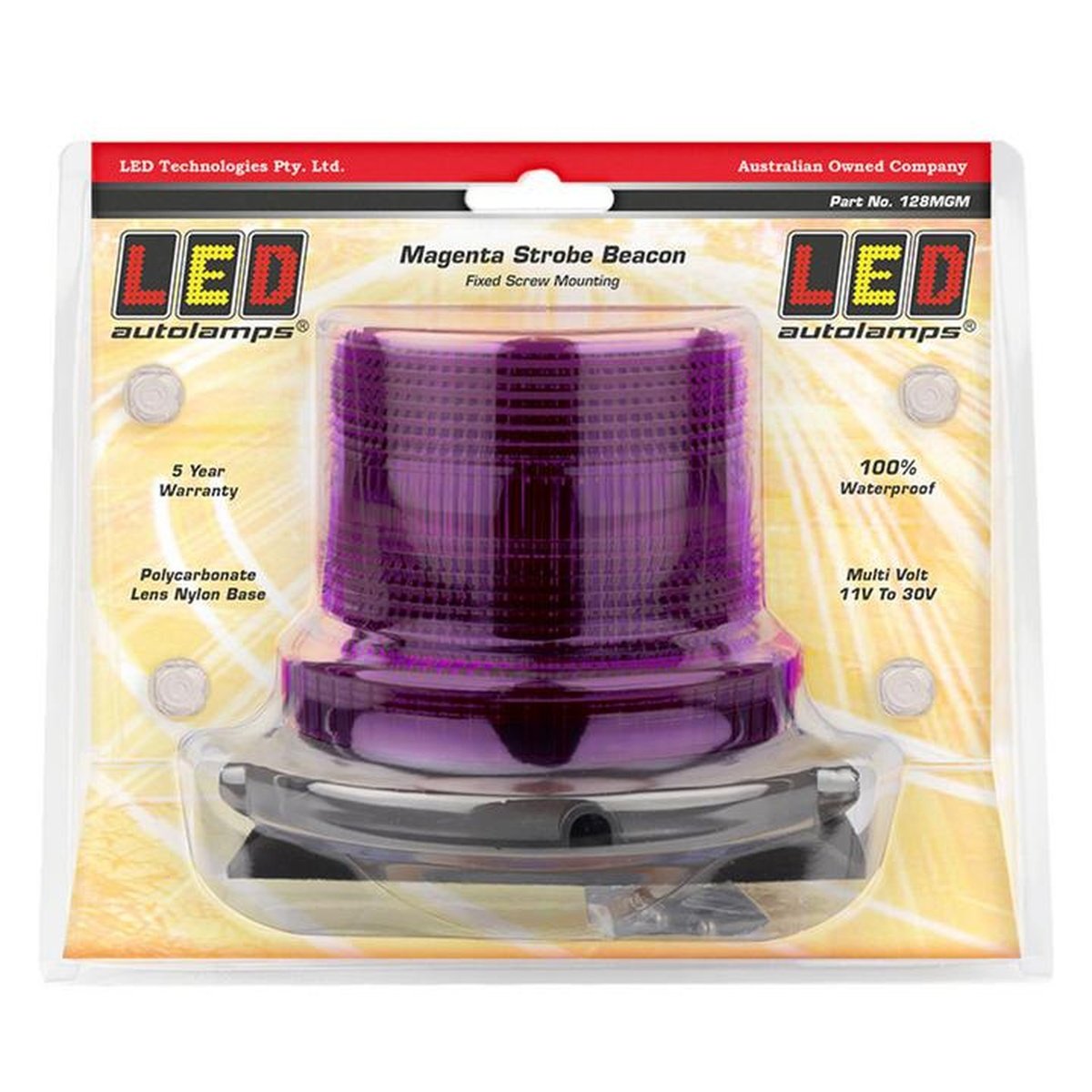 LED Autolamps Beacon Light LED Magenta IP67 11/30V 128MGM