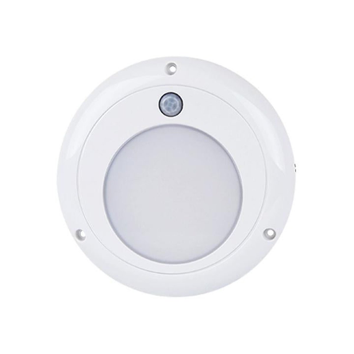 LED Autolamps Large Interior/Exterior Lamp with Aluminium Base and PIR Sensor White Round 750 Effective Lumens 131mm 10-30V 13118WM-PIR