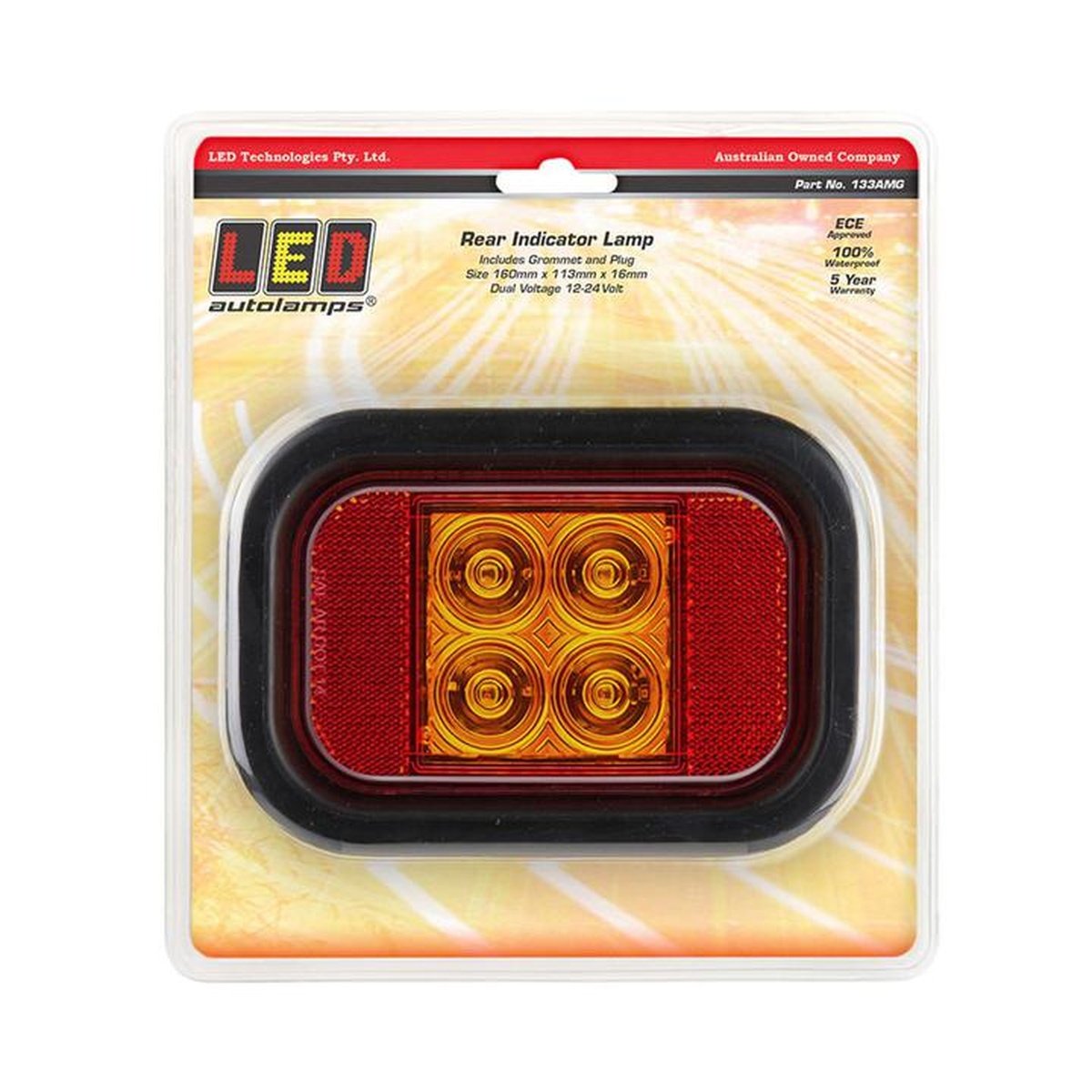 LED Autolamps Indicator Lamp with Reflector 160 x 113mm 12-24V 133AMG