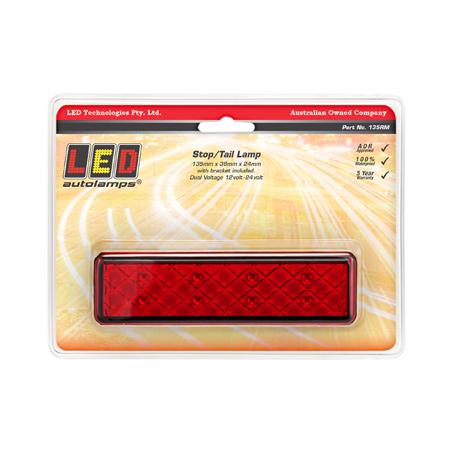 LED Autolamps Stop/Tail Lamp 8 Square LED Multi Volt w/Black Base 135RM