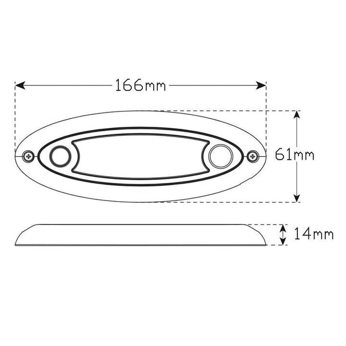 LED Autolamps Small Interior/Exterior Lamp with Aluminium Base and PIR Sensor White Oval 240 Effective Lumens 166mm 10-30V 16606WM-PIR