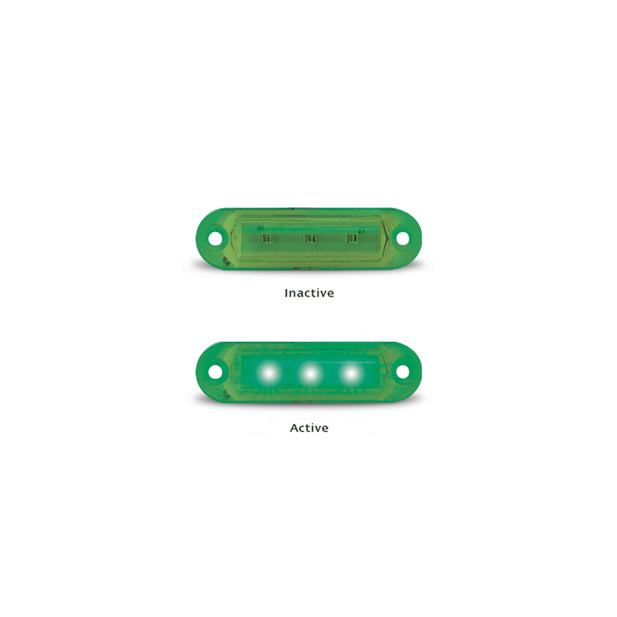 LED Autolamps Super Small Courtesy Lamp Green 58x16x13mm 12V Twin Pack 16G12-2