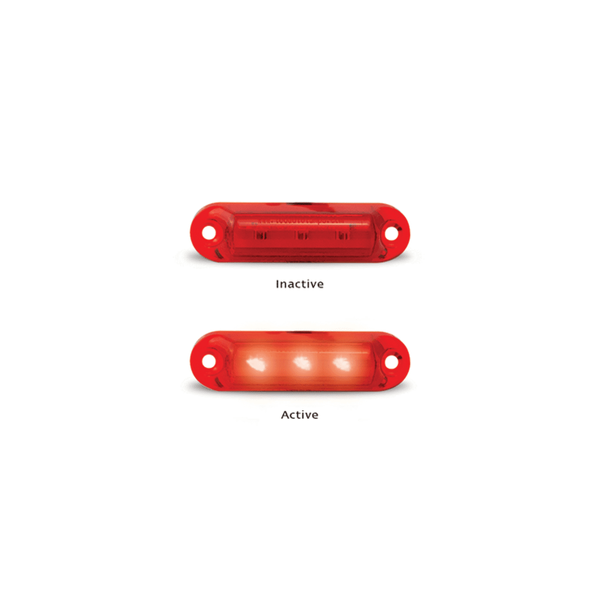 LED Autolamps Super Small Rear Marker Lamp Red 58x16x13mm 12V Twin Pack 16R12-2
