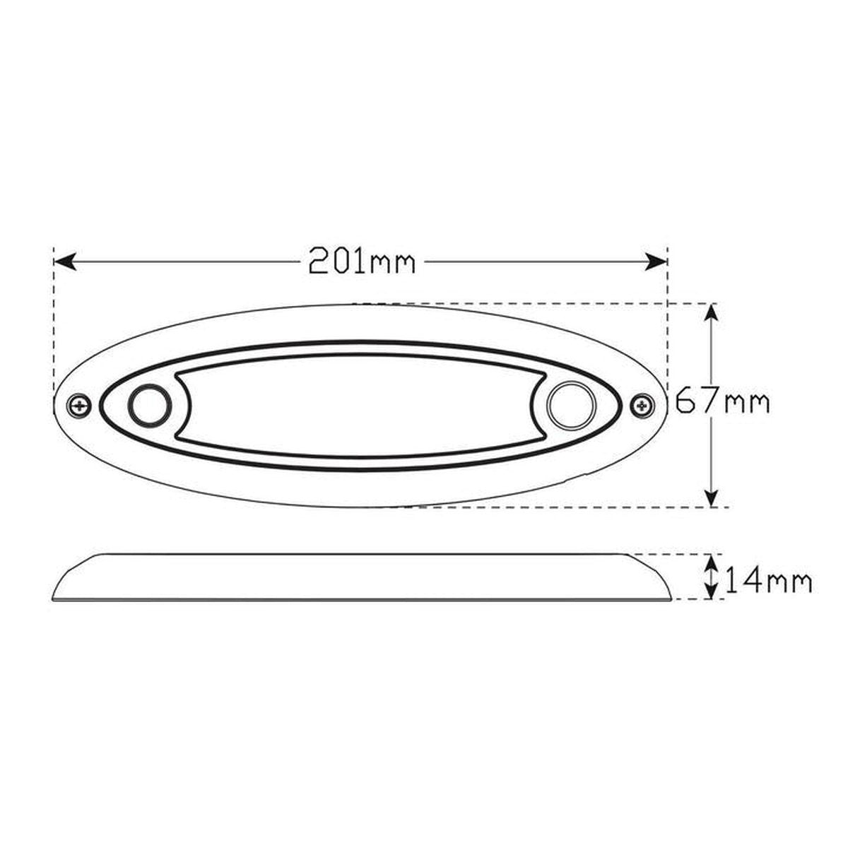 LED Autolamps Large Interior/Exterior Lamp with Aluminium Base White Oval 400 Effective Lumens 201mm 10-30V 20109WM
